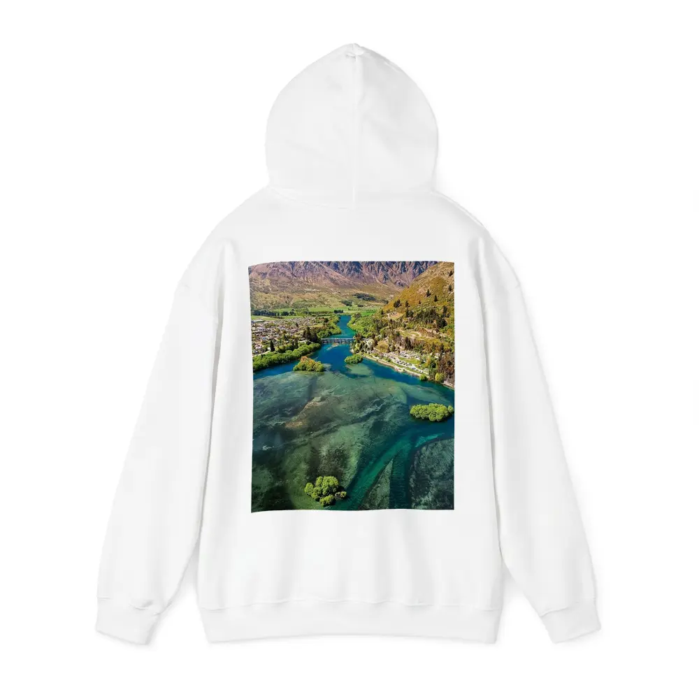 Queenstown New Zealand Aerial River Mountain View – Hoodies