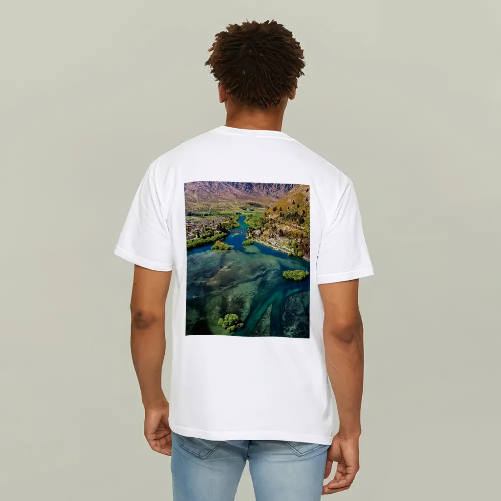 Queenstown New Zealand Aerial River Mountain View – T-Shirts