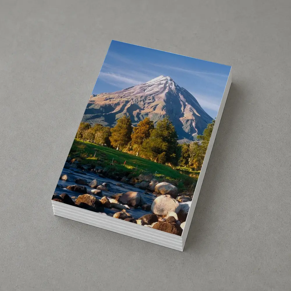 Snow Capped Volcano Rocky River Landscape – Postcards