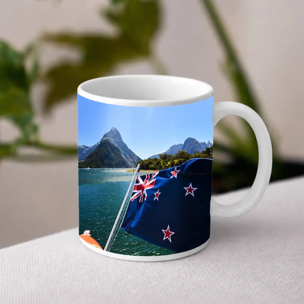 New Zealand Flag Milford Sound Mountains – Mugs