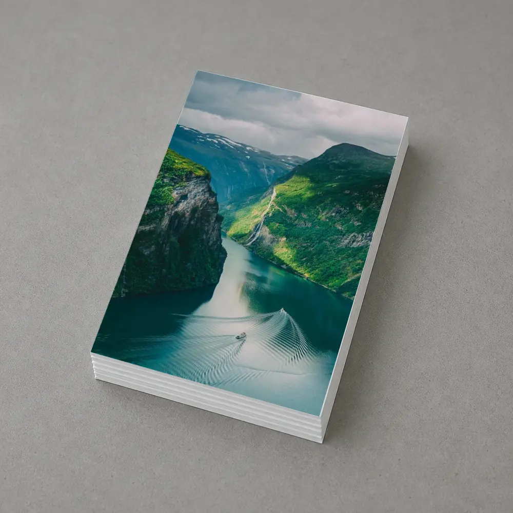 Norwegian Fjord Waterfall Boat Green Mountains – Postcards