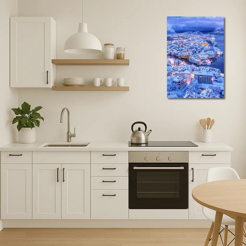 Alesund Norway Snowy City Winter Night – Wall Art