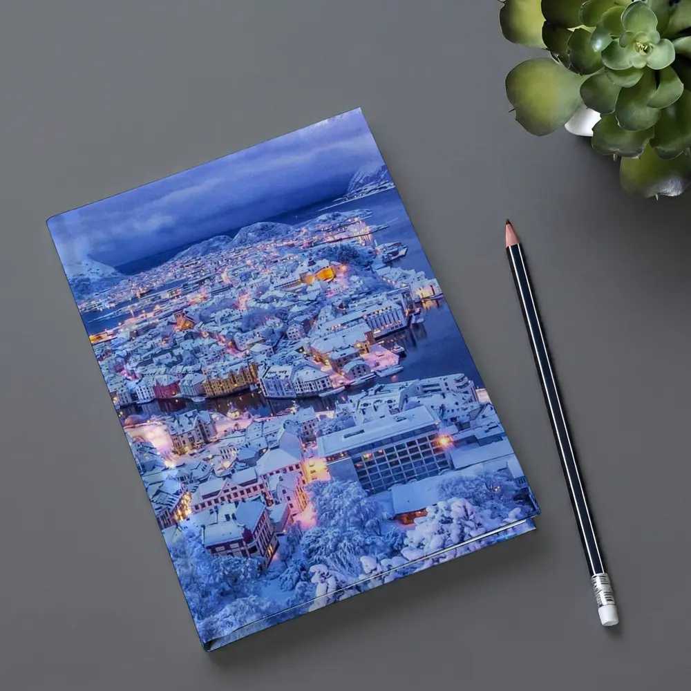 Alesund Norway Snowy City Winter Night – Notebooks