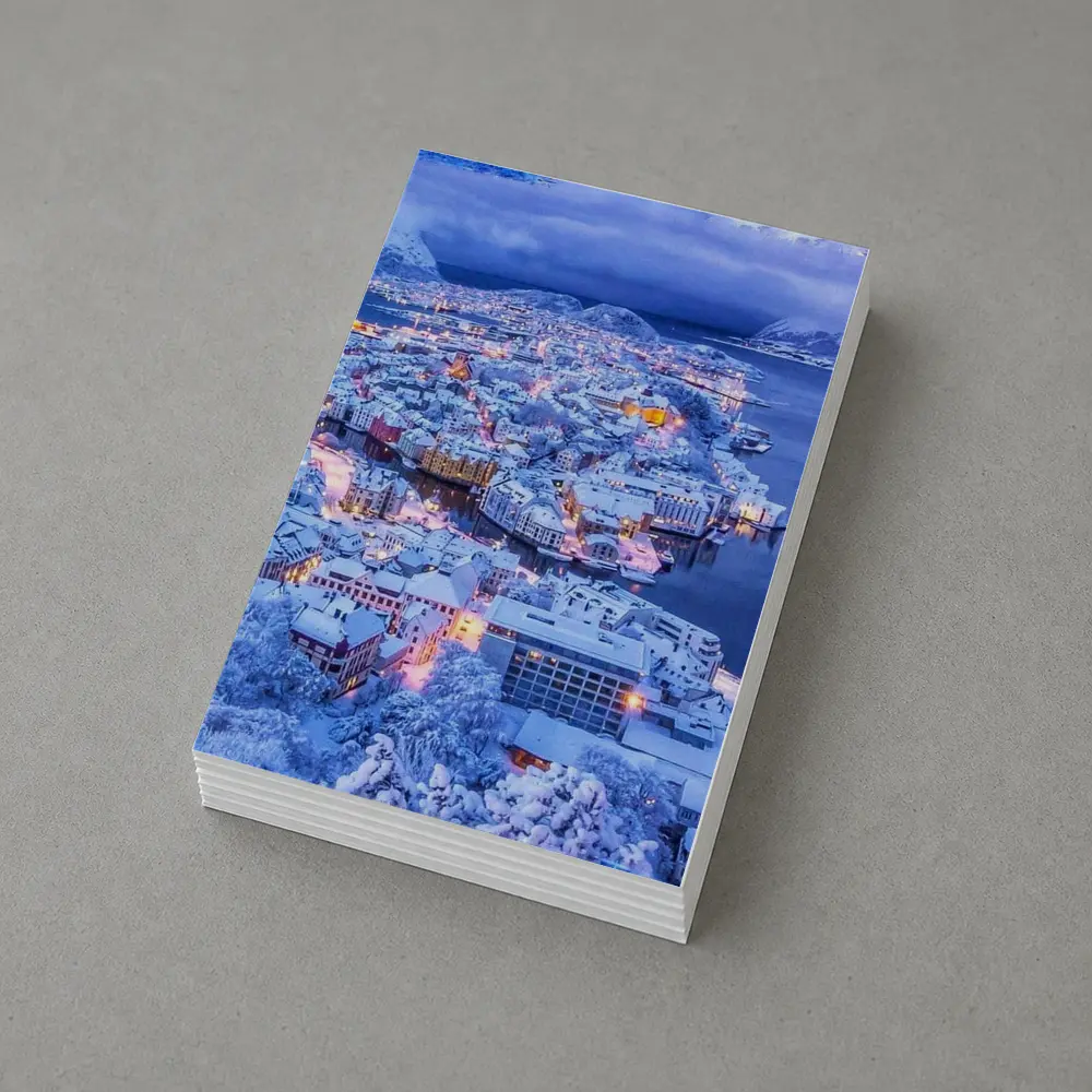 Alesund Norway Snowy City Winter Night – Postcards