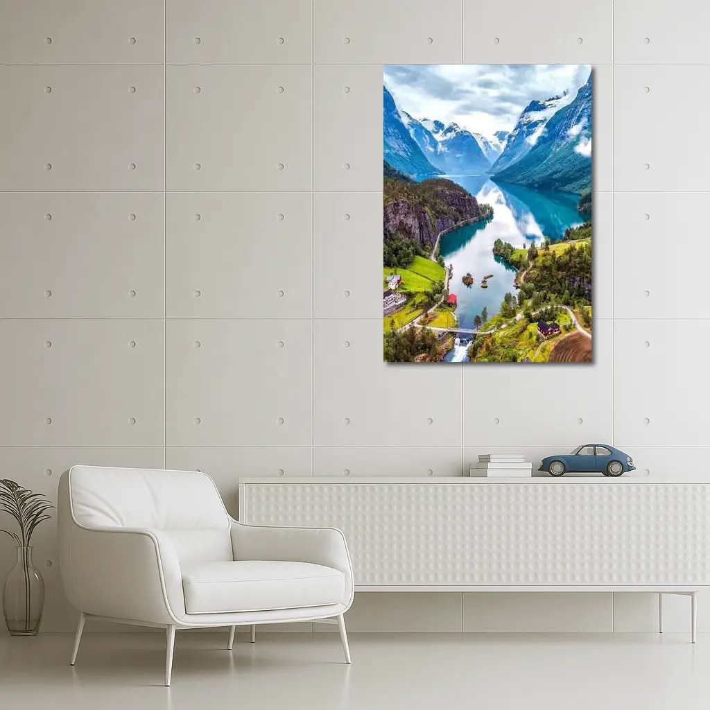 Norwegian Fjord Valley Lake Mountain Landscape – Wall Art