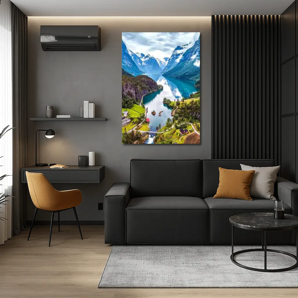 Norwegian Fjord Valley Lake Mountain Landscape – Wall Art