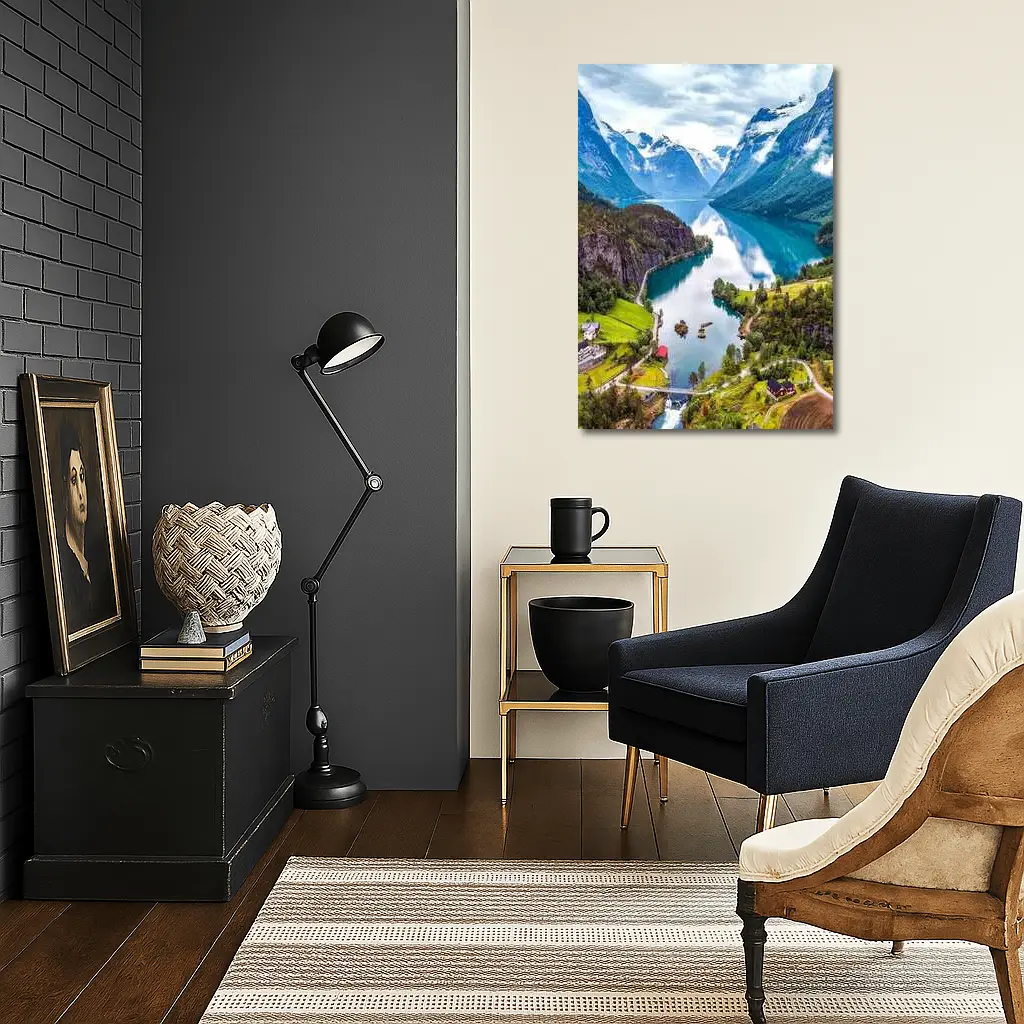 Norwegian Fjord Valley Lake Mountain Landscape – Wall Art