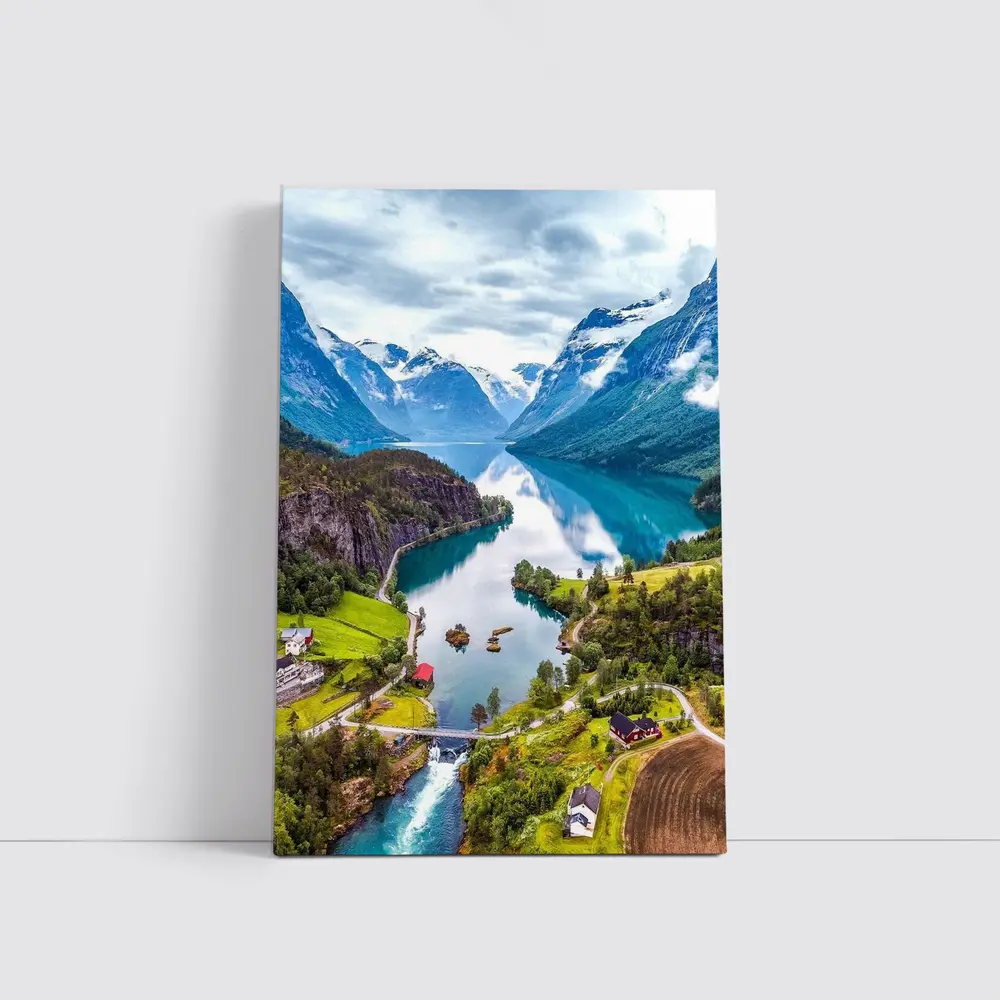 Norwegian Fjord Valley Lake Mountain Landscape – Wall Art