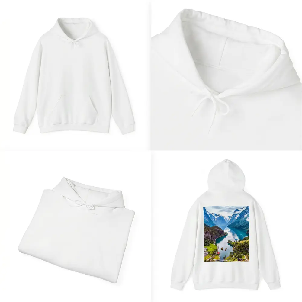 Norwegian Fjord Valley Lake Mountain Landscape – Hoodies