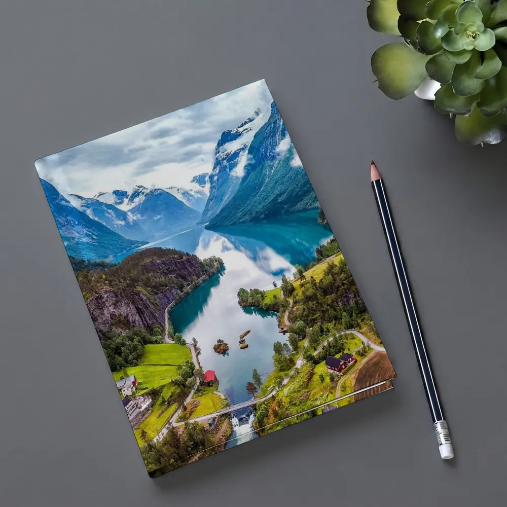 Norwegian Fjord Valley Lake Mountain Landscape – Notebooks