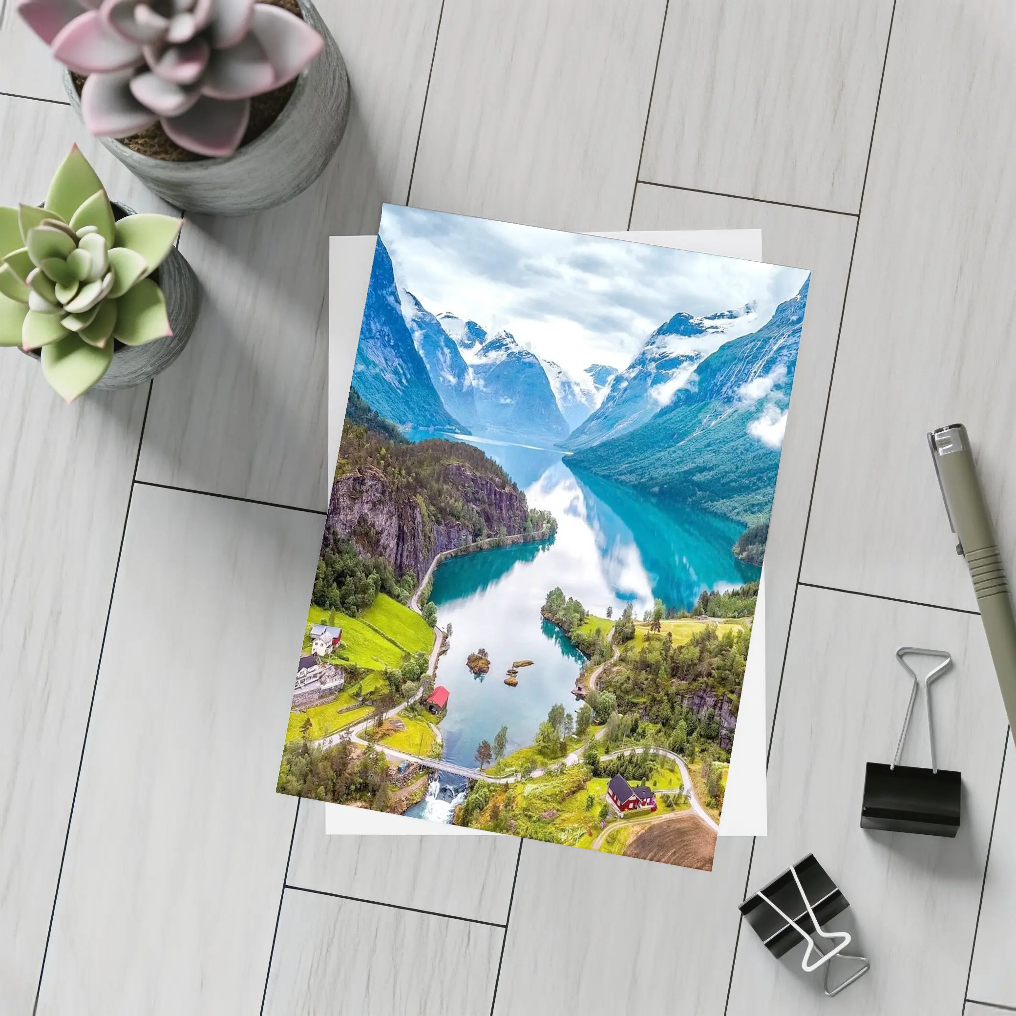 Norwegian Fjord Valley Lake Mountain Landscape – Postcards