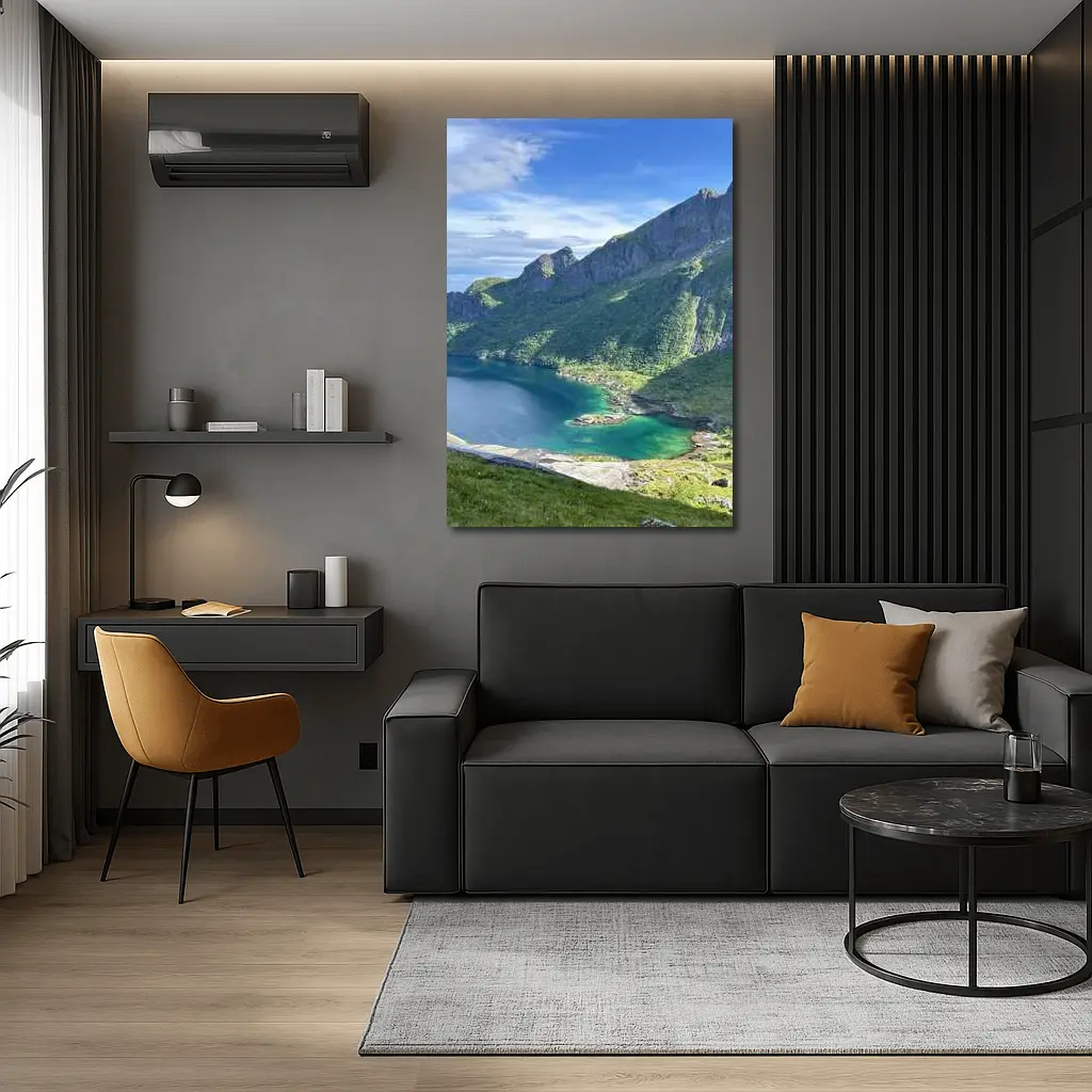Norwegian Fjord Turquoise Lake Mountain Landscape – Wall Art