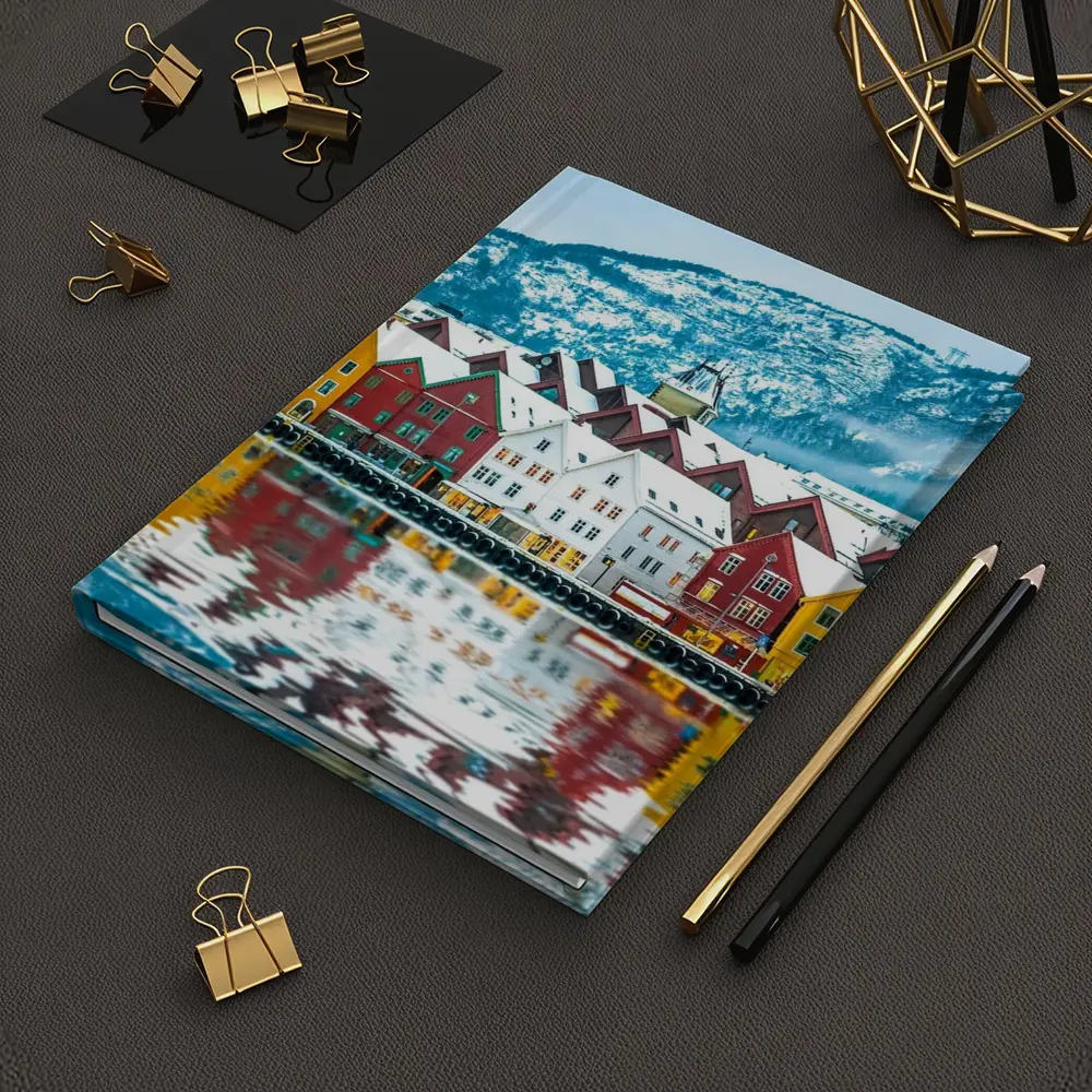 Bergen Bryggen Waterfront Snow Winter Norway – Notebooks