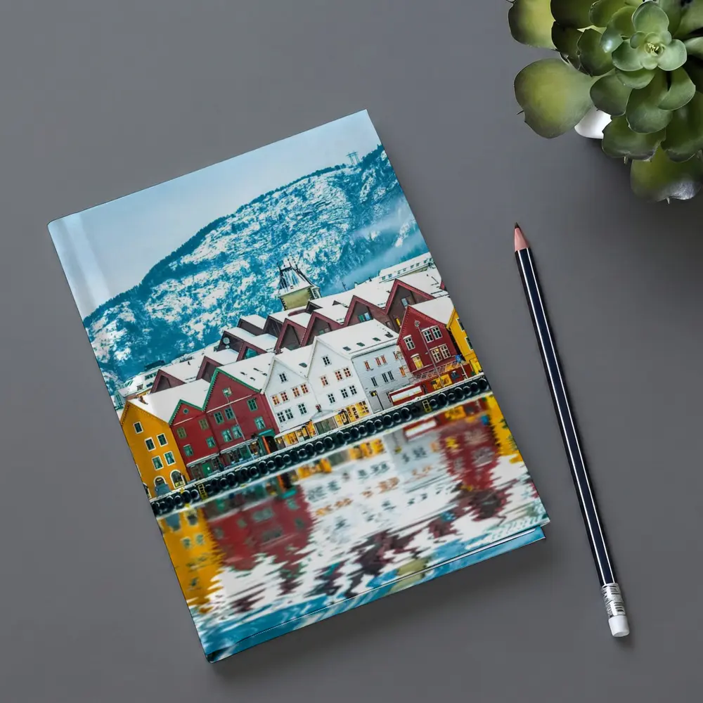 Bergen Bryggen Waterfront Snow Winter Norway – Notebooks
