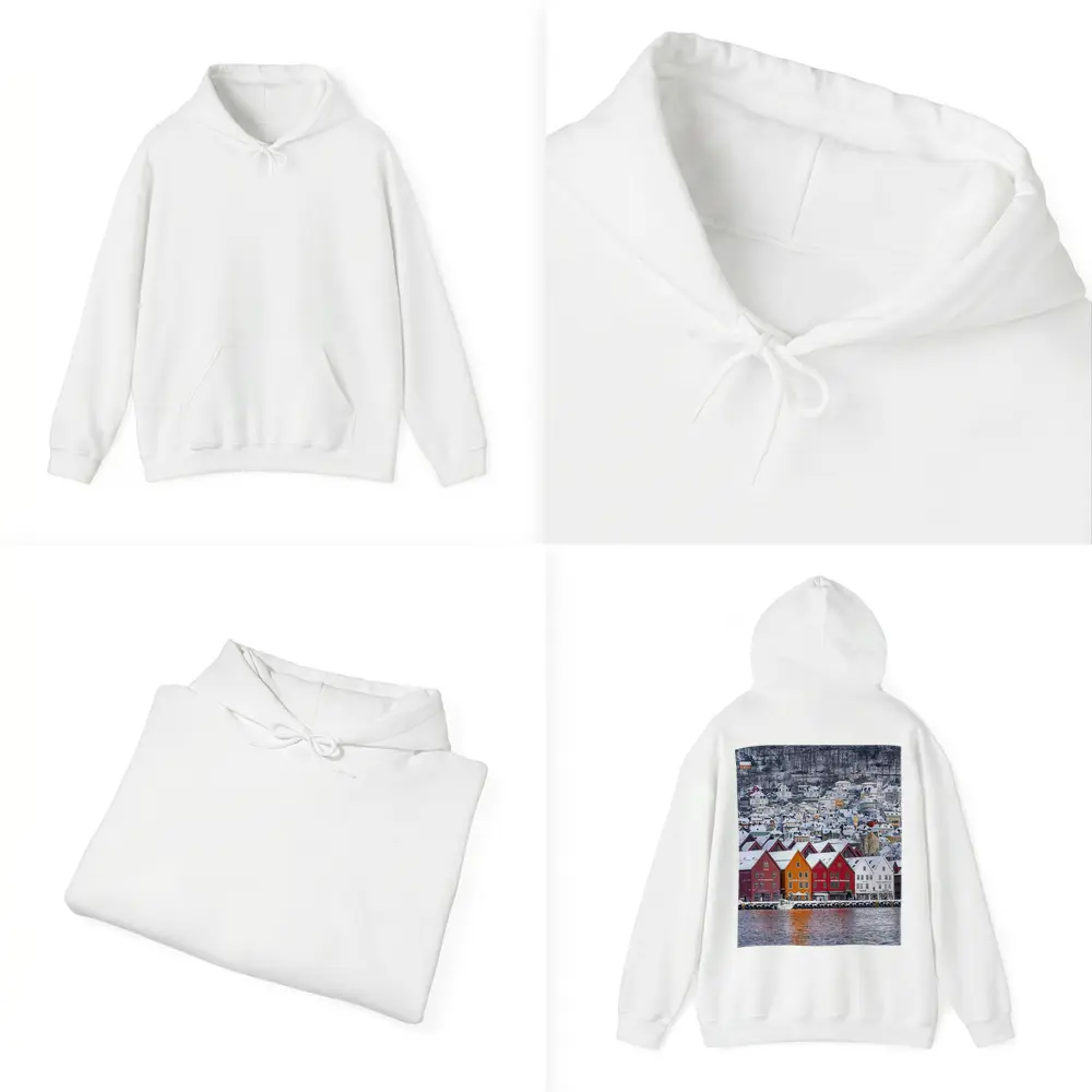 Bergen Bryggen Wharf Snow Winter Norway – Hoodies