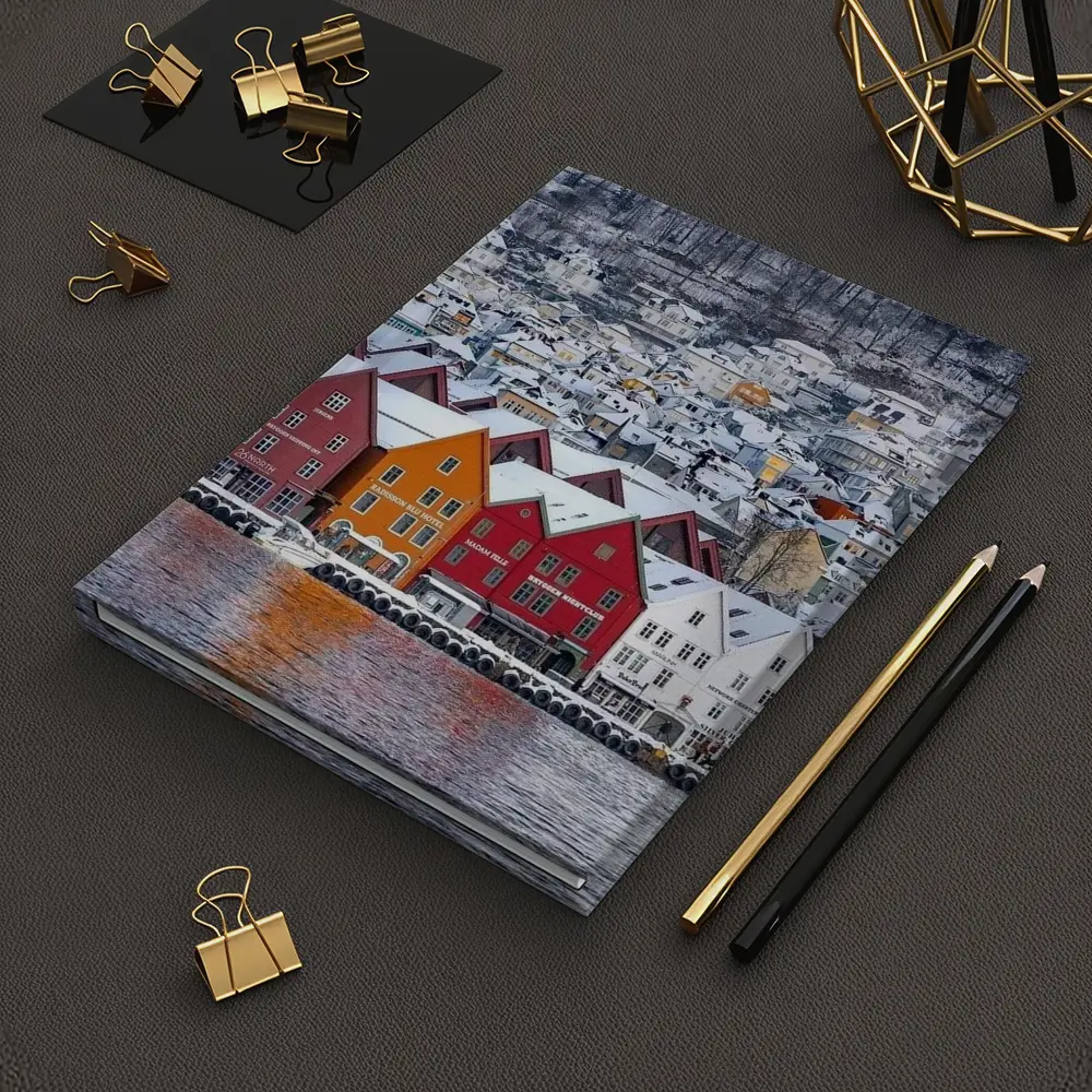 Bergen Bryggen Wharf Snow Winter Norway – Notebooks
