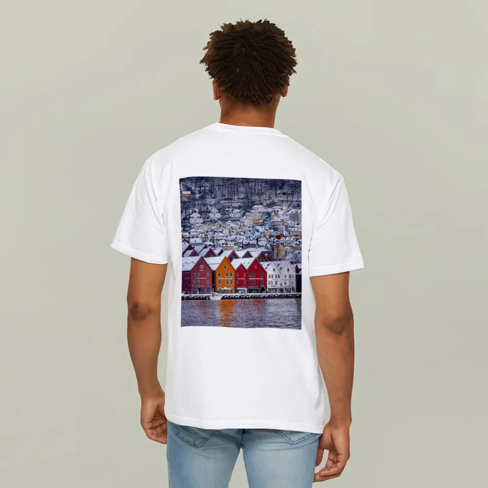 Bergen Bryggen Wharf Snow Winter Norway – T-Shirts
