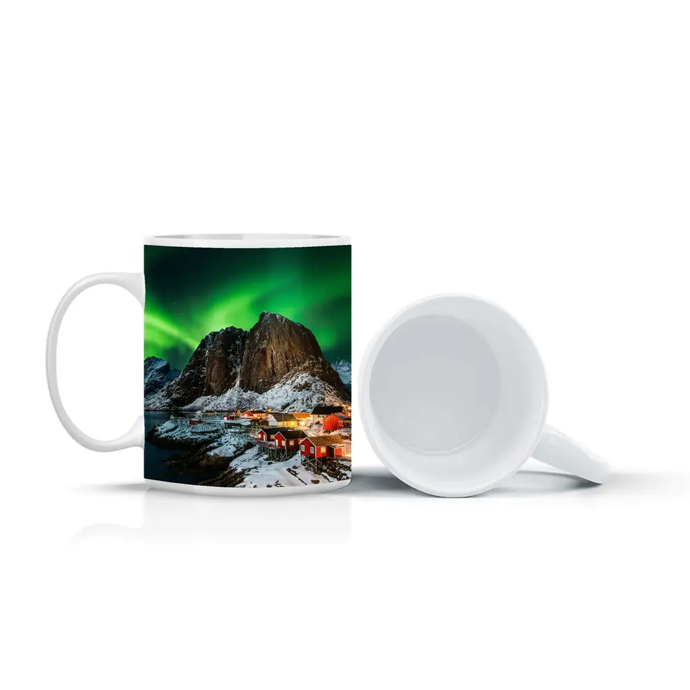 Northern Lights Over Lofoten Village Norway – Mugs