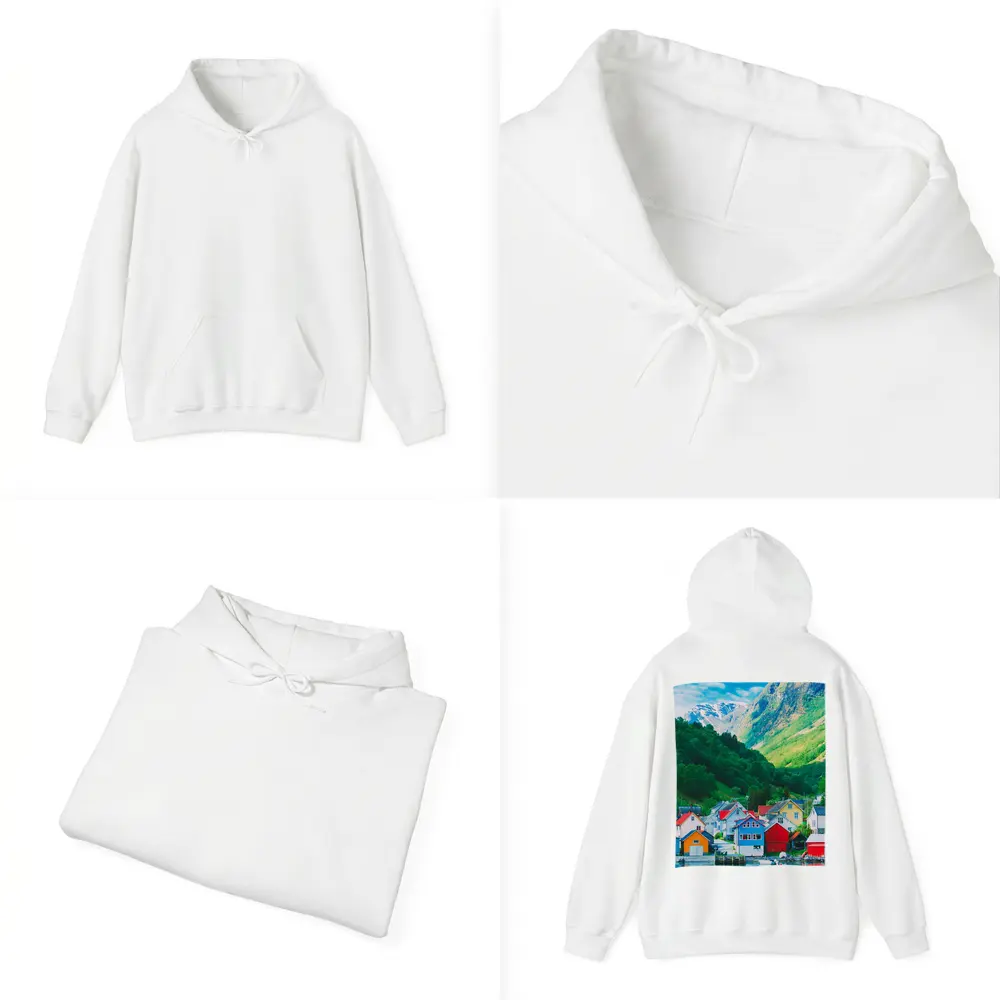 Colorful Norwegian Village Houses By Fjord – Hoodies