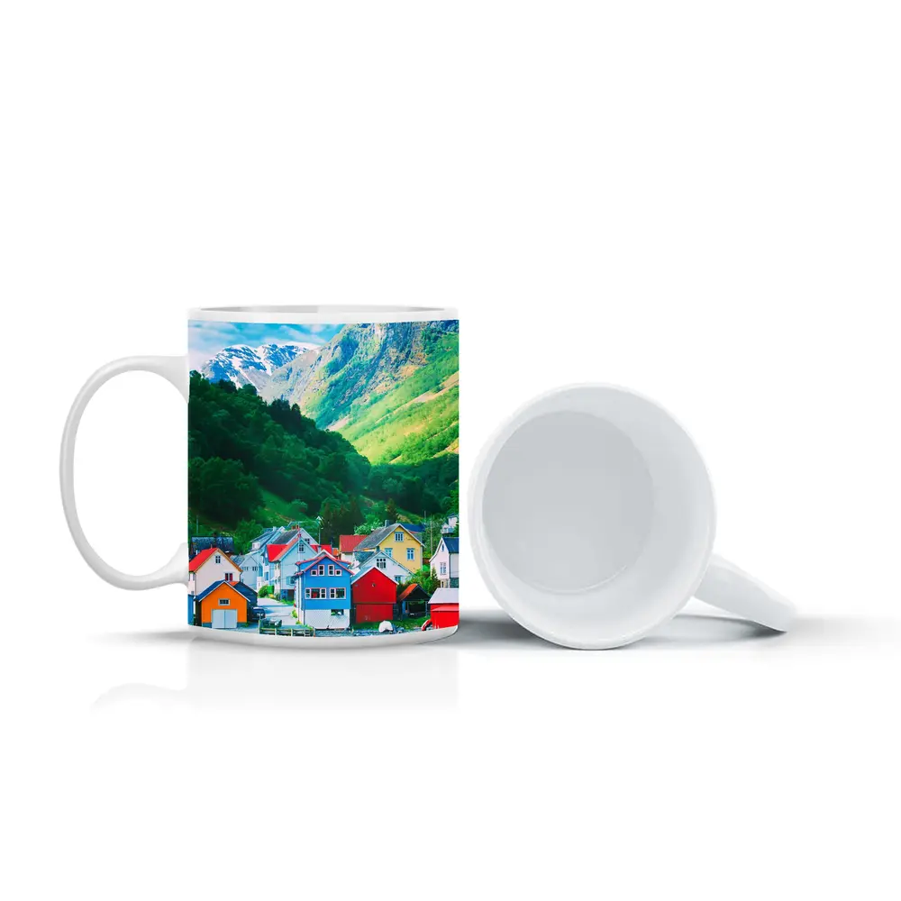 Colorful Norwegian Village Houses By Fjord – Mugs