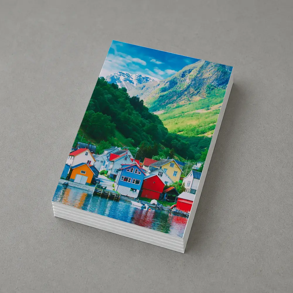 Colorful Norwegian Village Houses By Fjord – Postcards