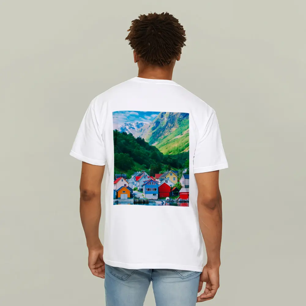 Colorful Norwegian Village Houses By Fjord – T-Shirts