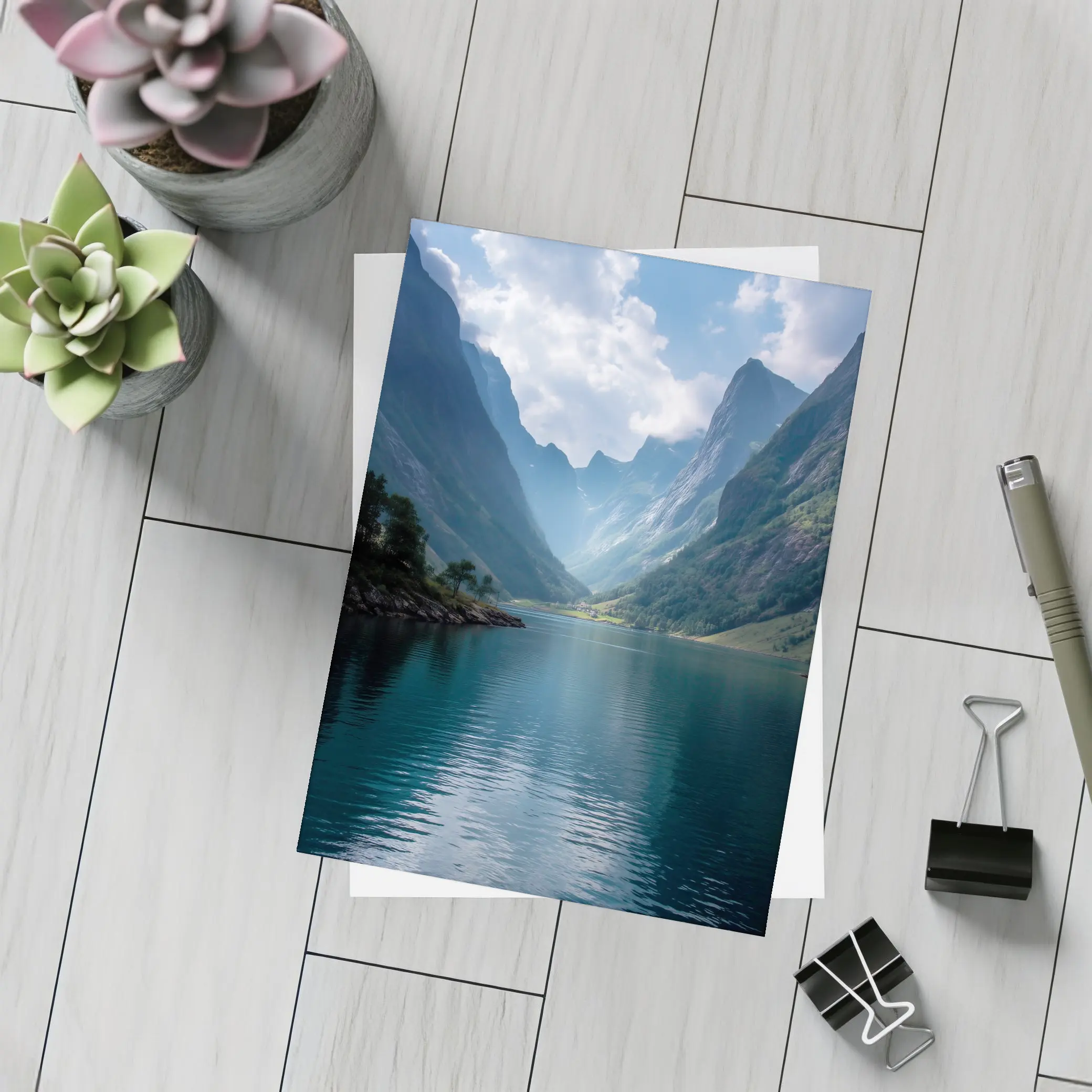Norwegian Fjord Calm Blue Mountain Lake – Postcards