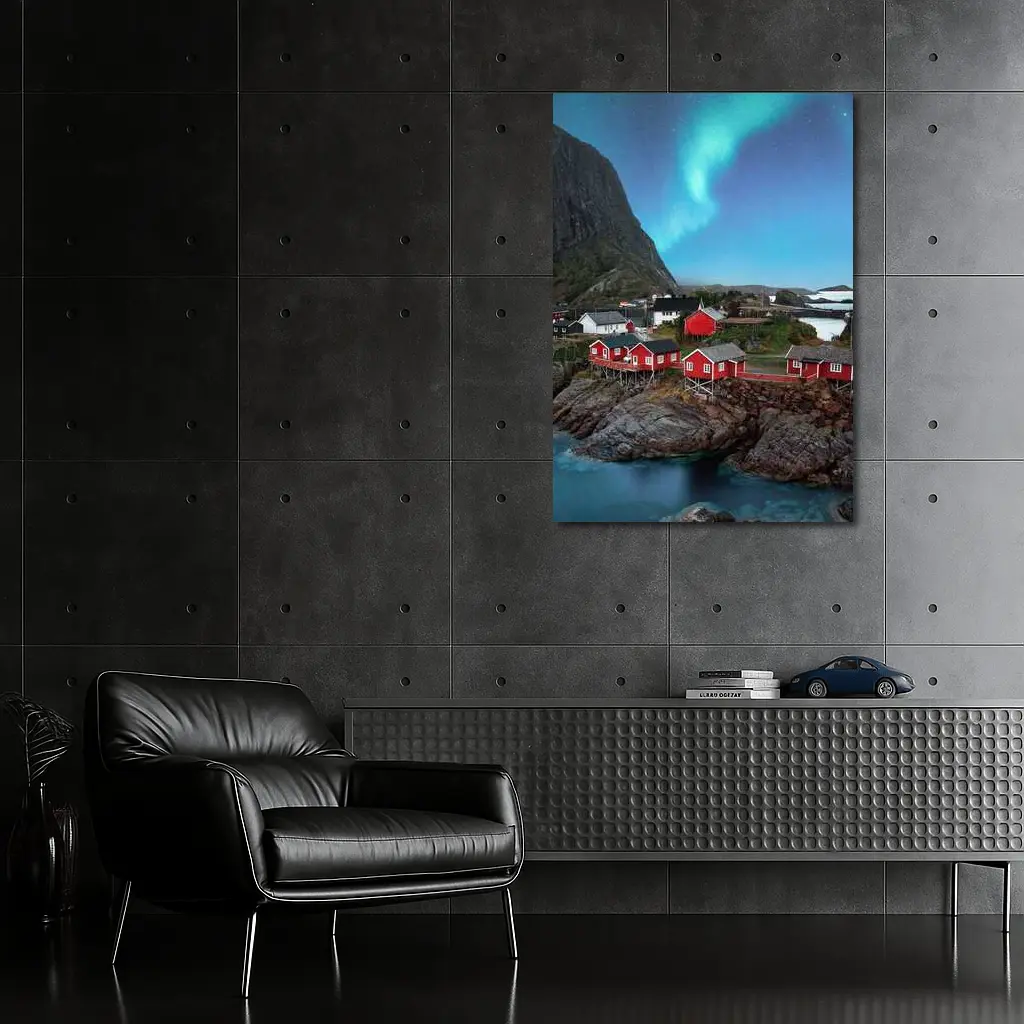 Norway Northern Lights Red Fishing Village – Wall Art