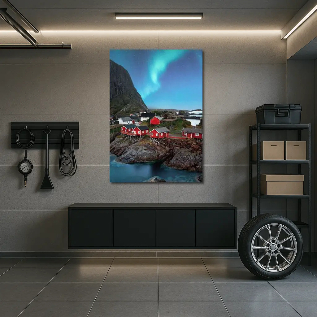 Norway Northern Lights Red Fishing Village – Wall Art