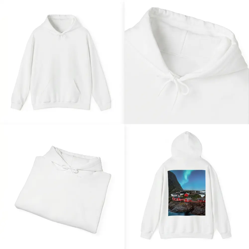 Norway Northern Lights Red Fishing Village – Hoodies