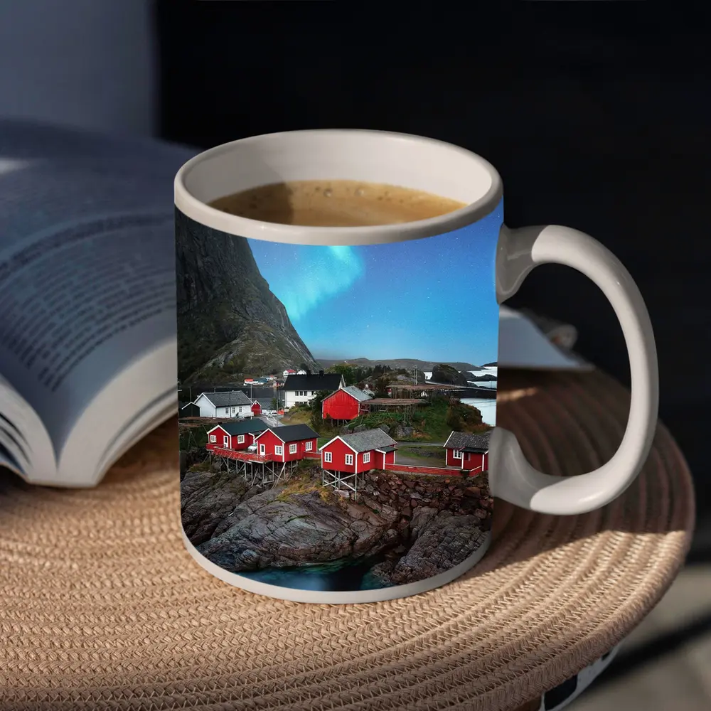 Norway Northern Lights Red Fishing Village – Mugs