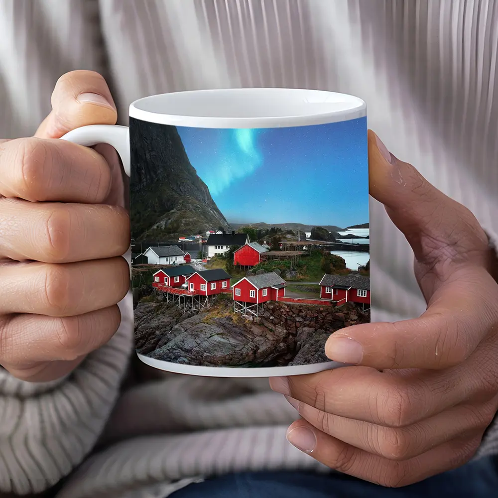 Norway Northern Lights Red Fishing Village – Mugs