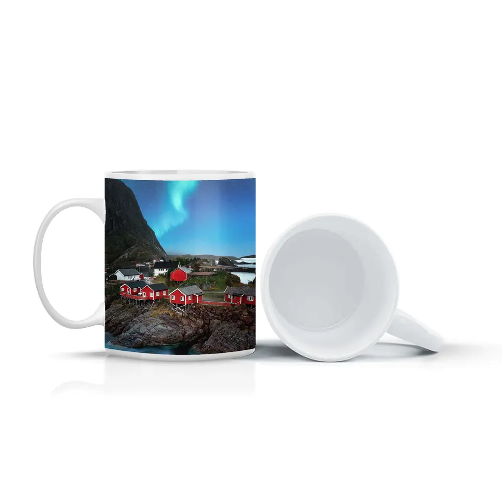 Norway Northern Lights Red Fishing Village – Mugs