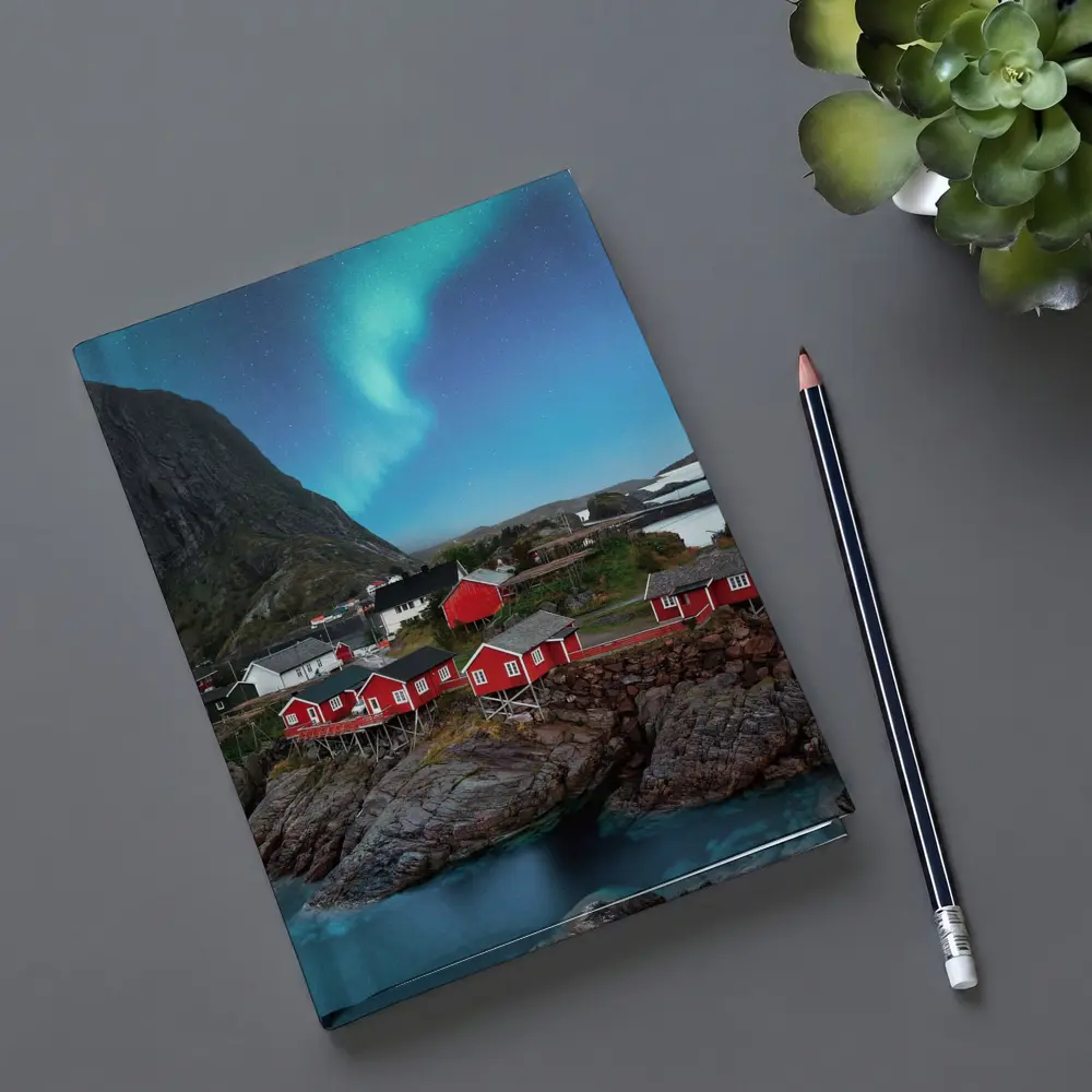 Norway Northern Lights Red Fishing Village – Notebooks
