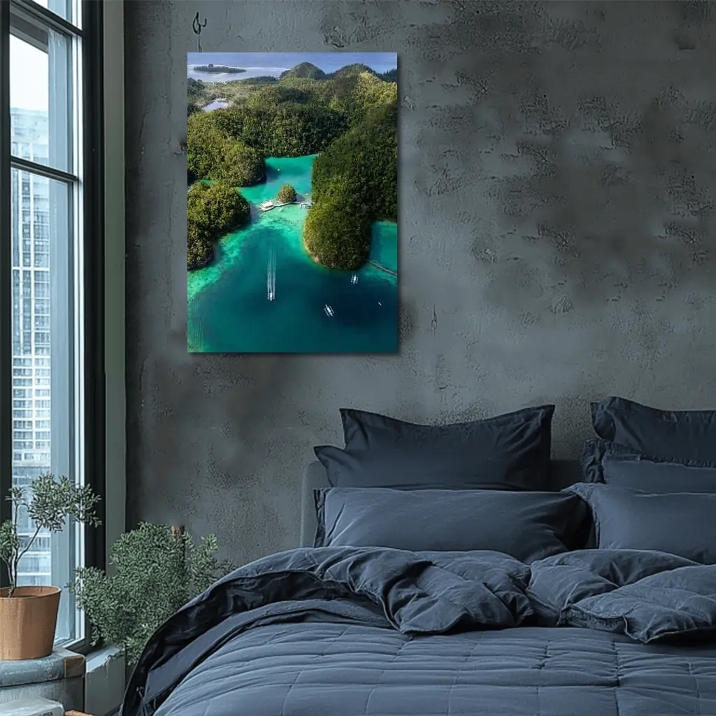 Tropical Island Lagoon Aerial View Indonesia – Wall Art