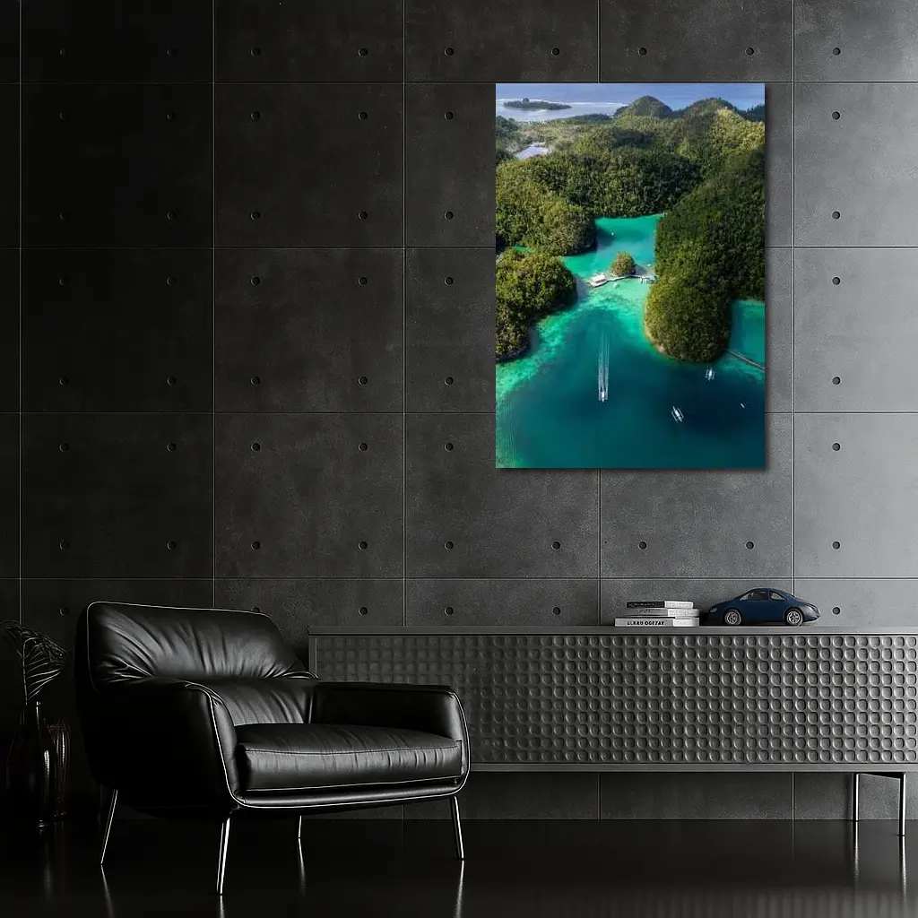 Tropical Island Lagoon Aerial View Indonesia – Wall Art