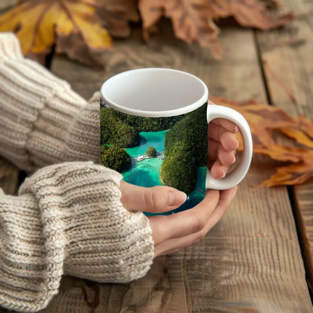 Tropical Island Lagoon Aerial View Indonesia – Mugs