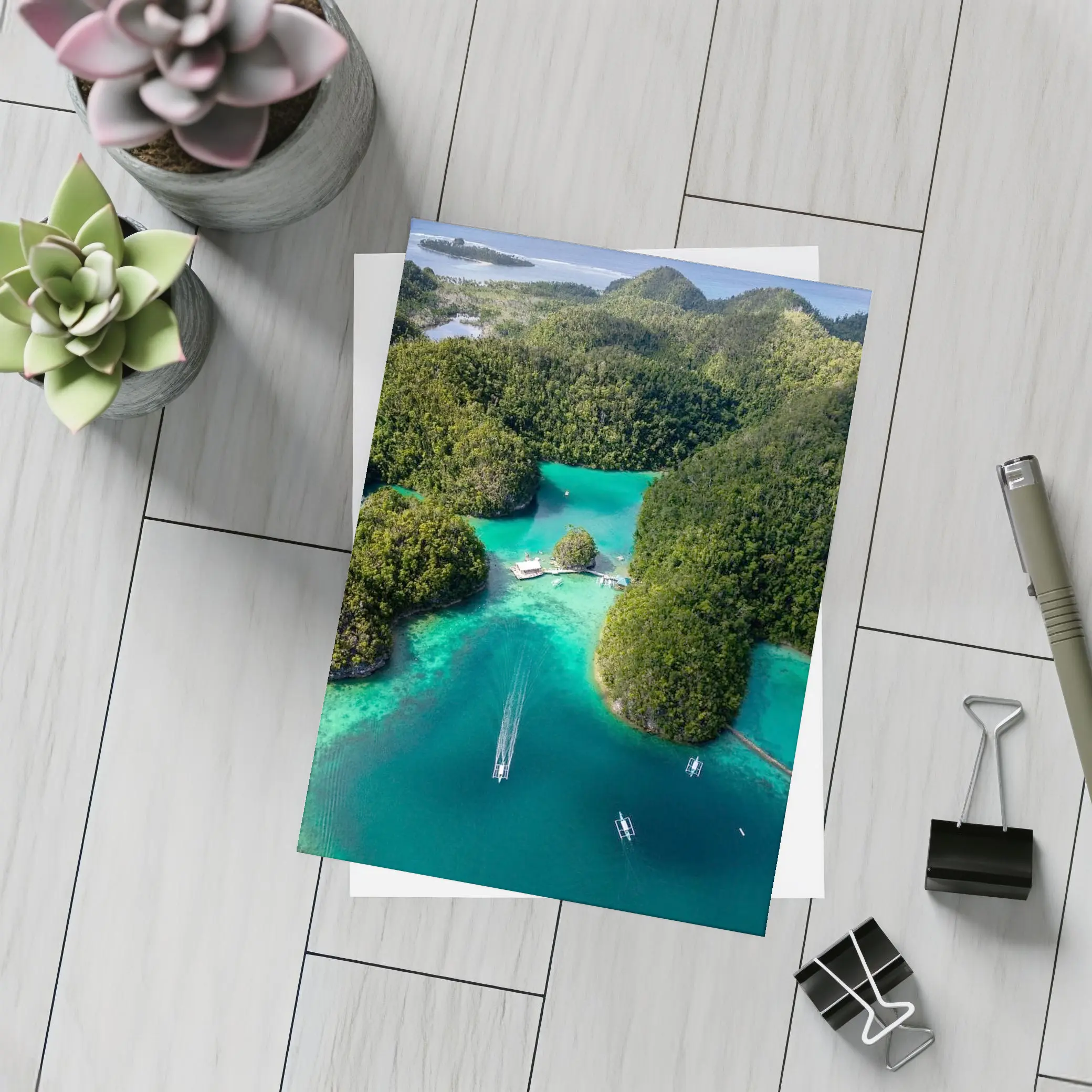 Tropical Island Lagoon Aerial View Indonesia – Postcards