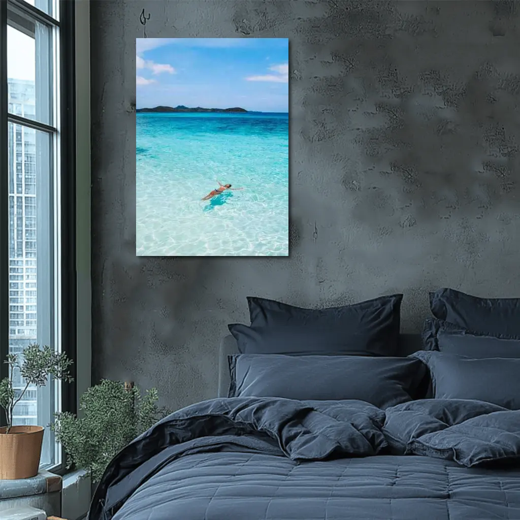 Woman Floating In Turquoise Tropical Ocean – Wall Art