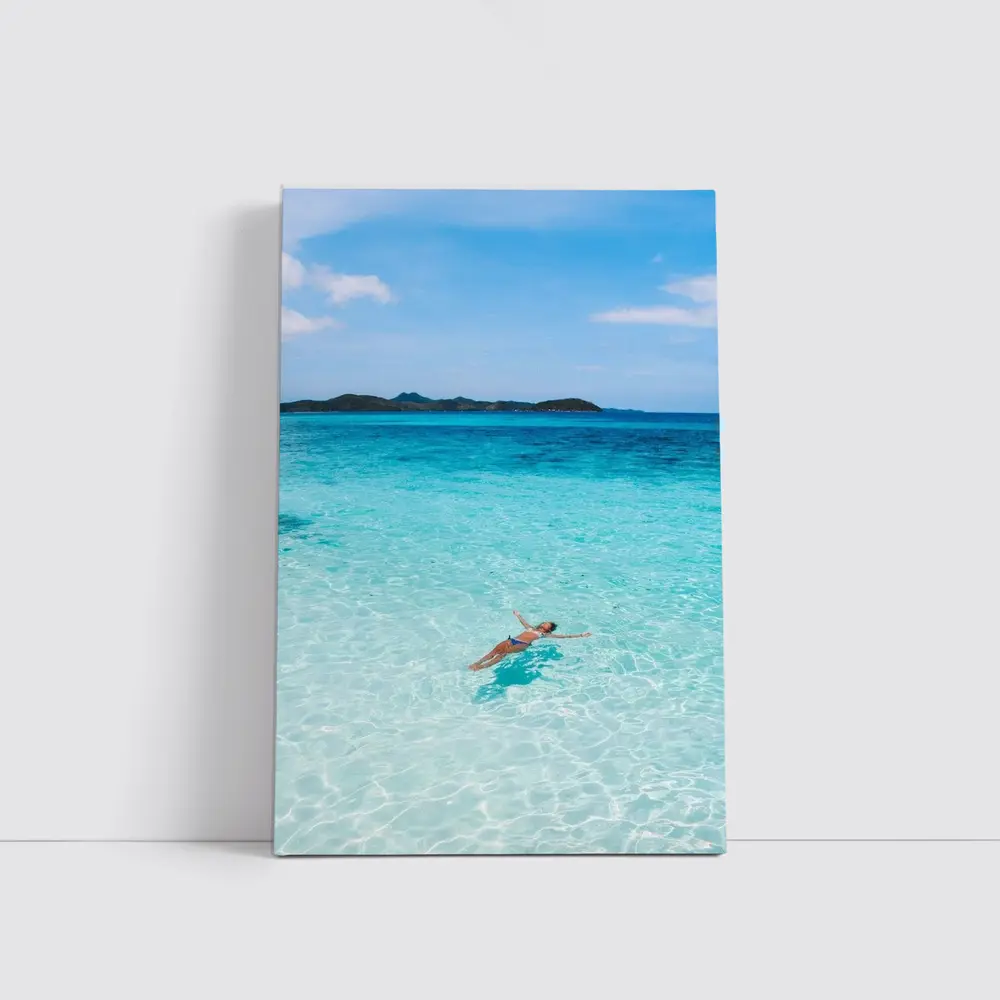 Woman Floating In Turquoise Tropical Ocean – Wall Art