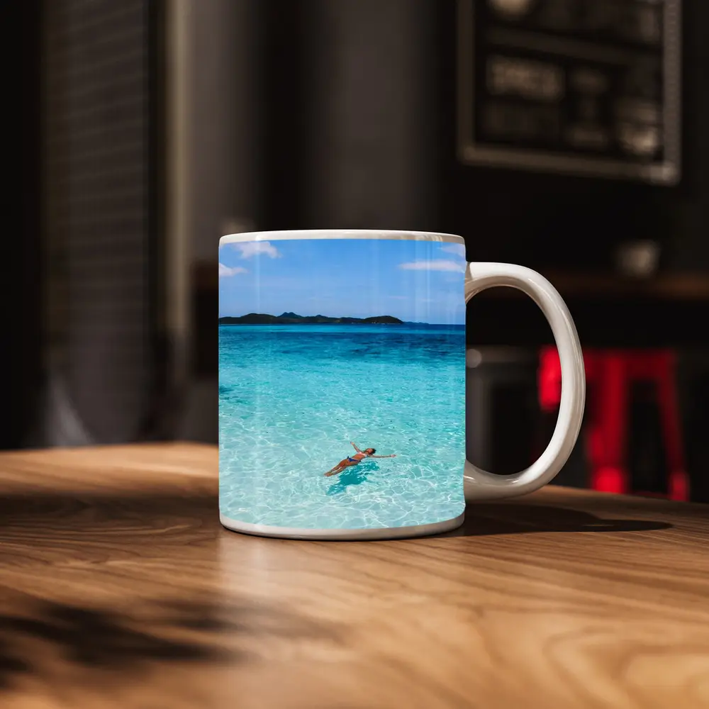 Woman Floating In Turquoise Tropical Ocean – Mugs