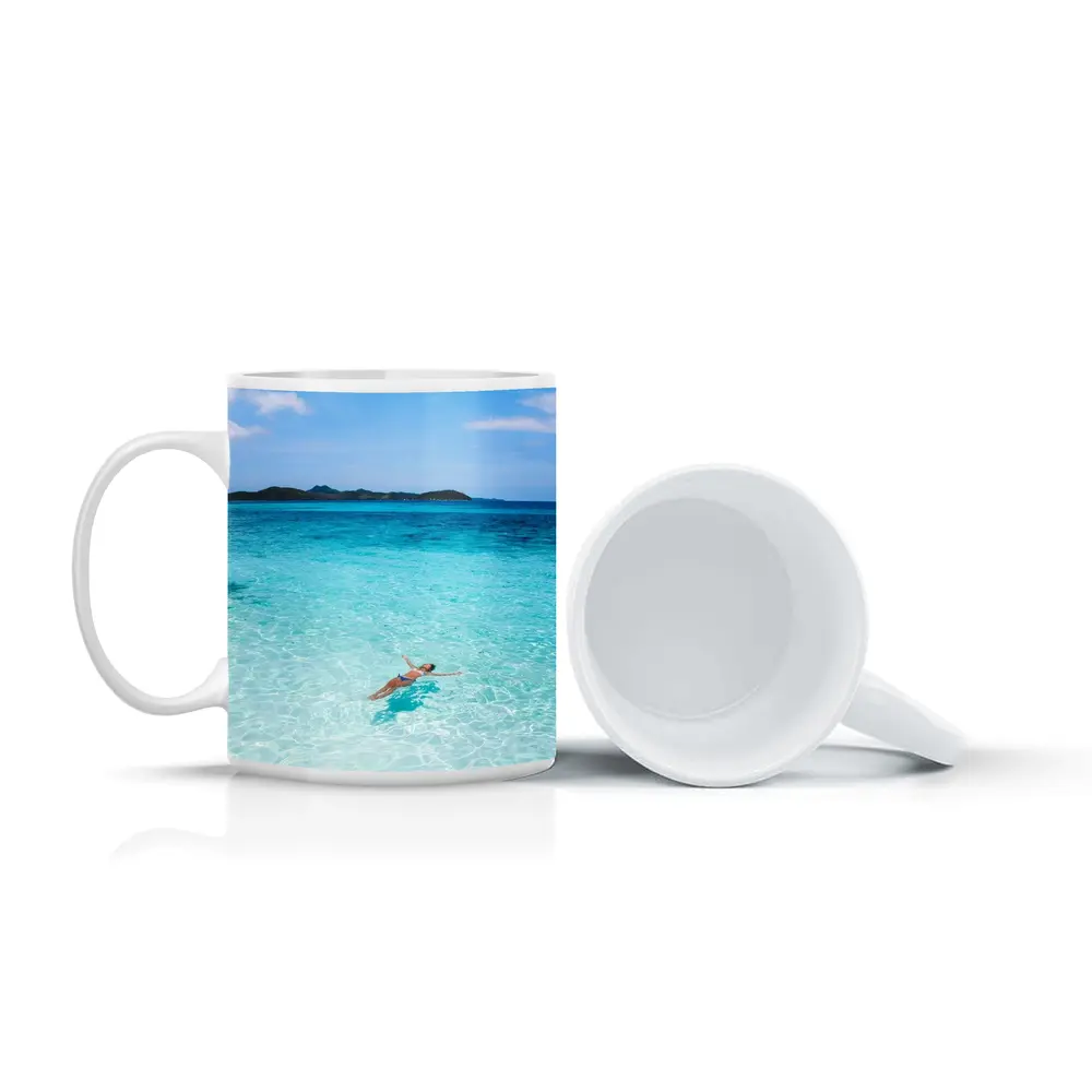 Woman Floating In Turquoise Tropical Ocean – Mugs