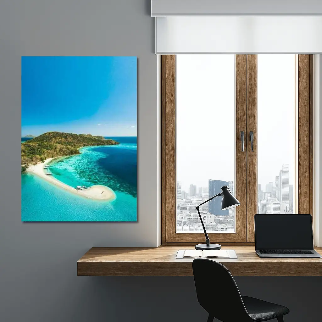 Tropical Island Sandbar Aerial Ocean View – Wall Art