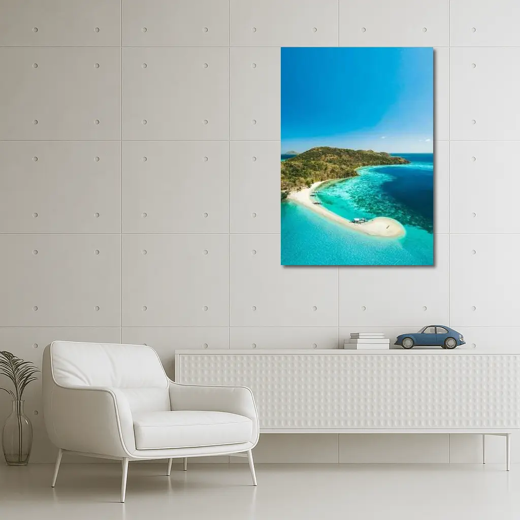 Tropical Island Sandbar Aerial Ocean View – Wall Art