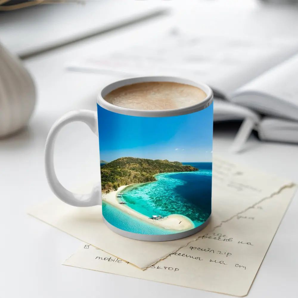 Tropical Island Sandbar Aerial Ocean View – Mugs