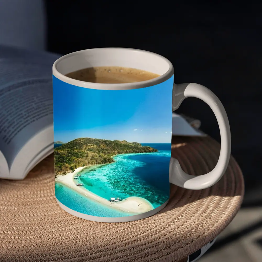 Tropical Island Sandbar Aerial Ocean View – Mugs