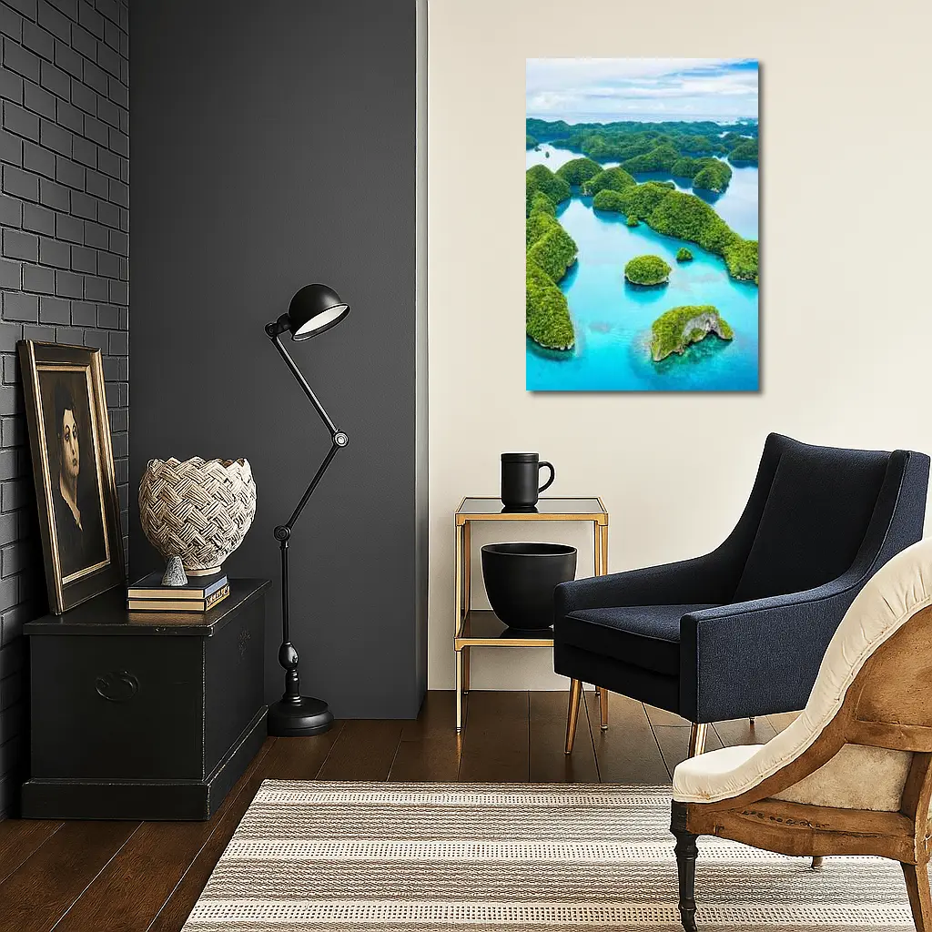 Aerial View Tropical Islands Turquoise Ocean Waters – Wall Art