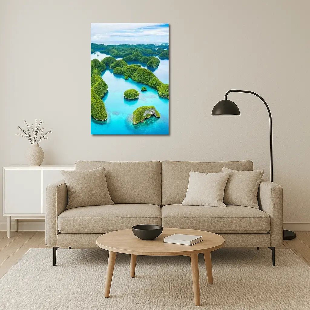 Aerial View Tropical Islands Turquoise Ocean Waters – Wall Art