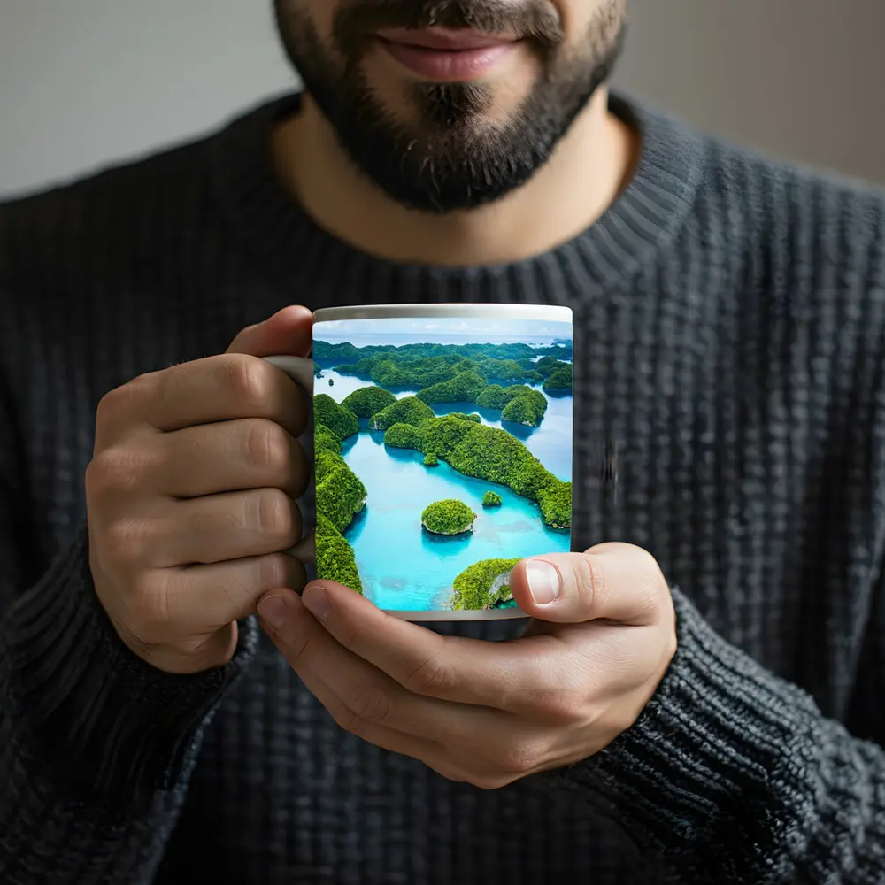 Aerial View Tropical Islands Turquoise Ocean Waters – Mugs
