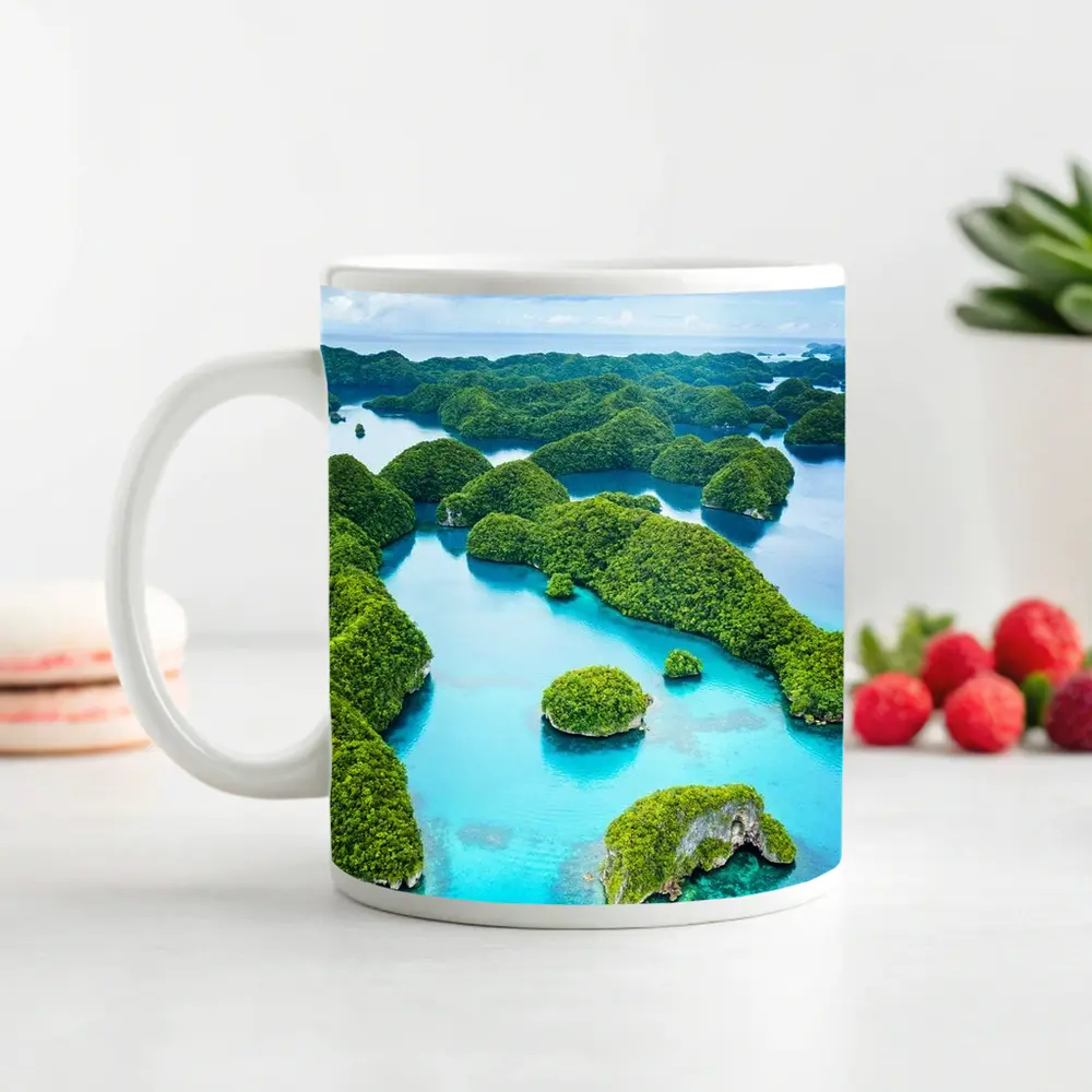 Aerial View Tropical Islands Turquoise Ocean Waters – Mugs